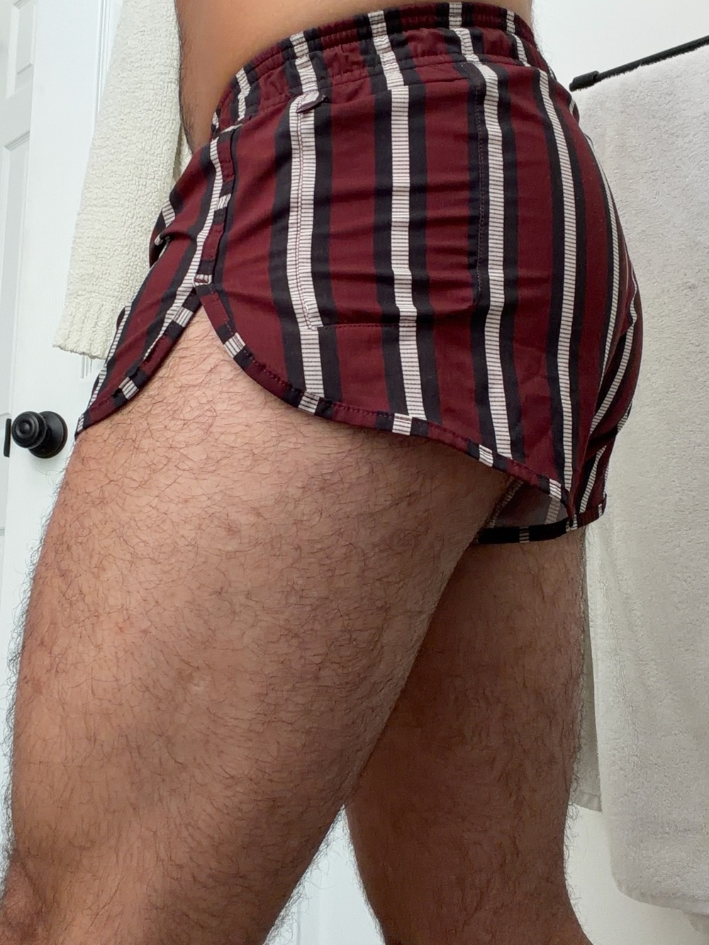 Striped Burgundy Men's Swim Trunks with Drawstring Charlie by MZ - Picture 3 of 6